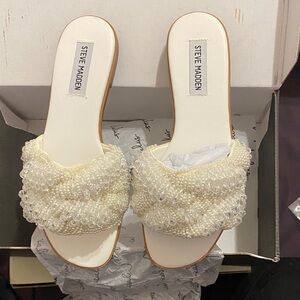 Steve Madden White Beaded Women's Mules